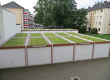 Begrünte Garagenhofdächer in DU-Rheinhausen