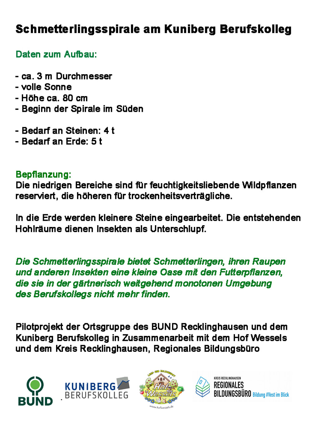 Poster über das Projekt Schmetterlingsspirale