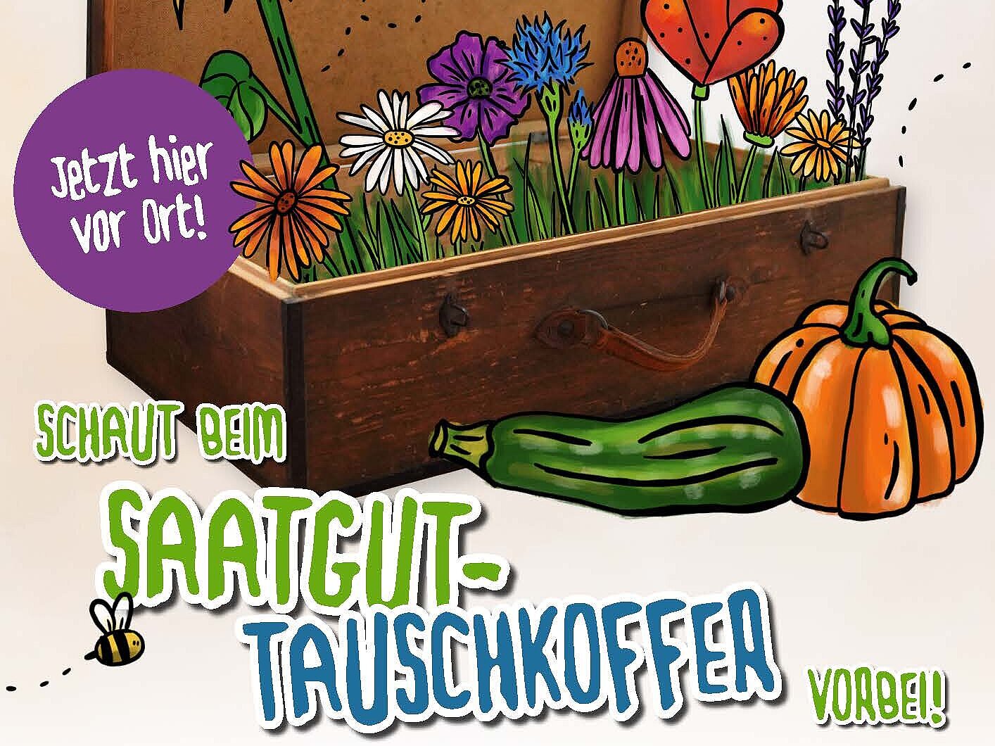 Plakat mit Infos zum Saatguttauschkoffer in Hagen