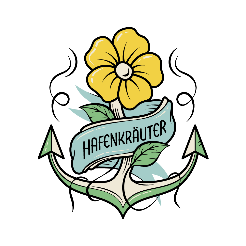 Projekt-Logo mit gelber Blume und Anker
